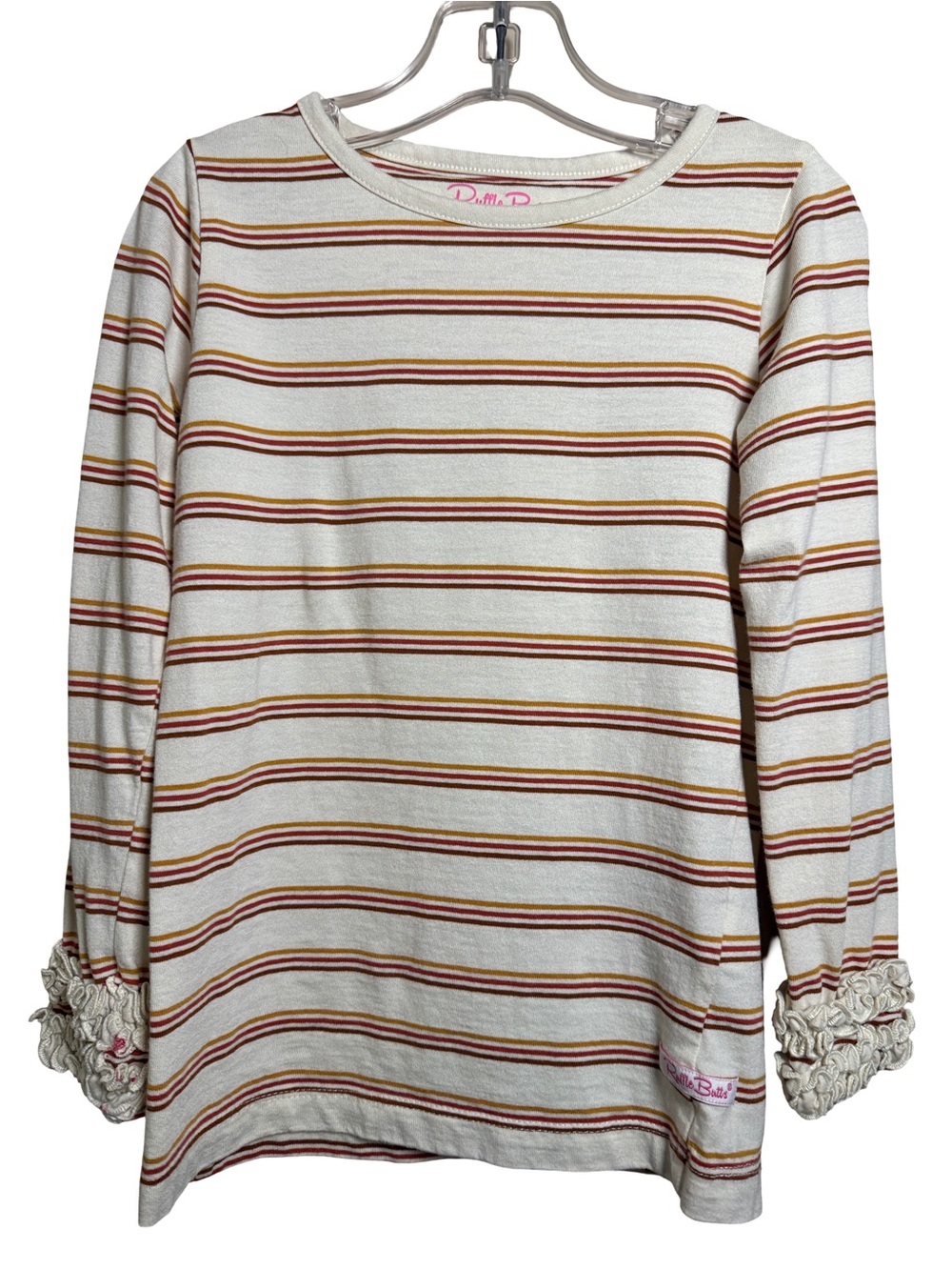 Ruffle Butts Pumpkin Spice Stripe Crew Neck Long Sleeve Shirt Girls 6